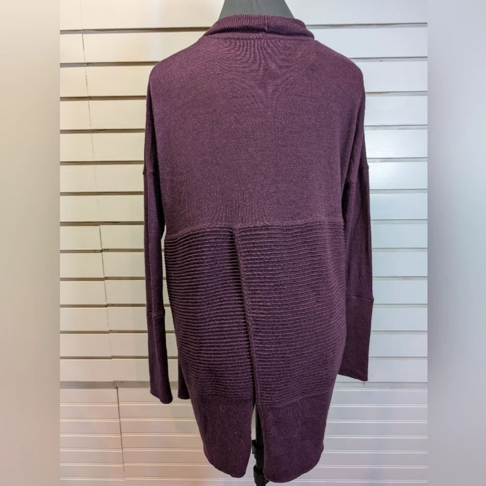 Lululemon Size 4 Merino Wool Cardigan Sweater Sit In Lotus Wrap II Black Cherry